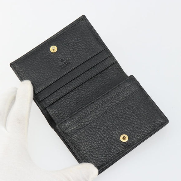 GUCCI GG Marmont Bifold Wallet Leather Black Gold 456126 Auth bs35602