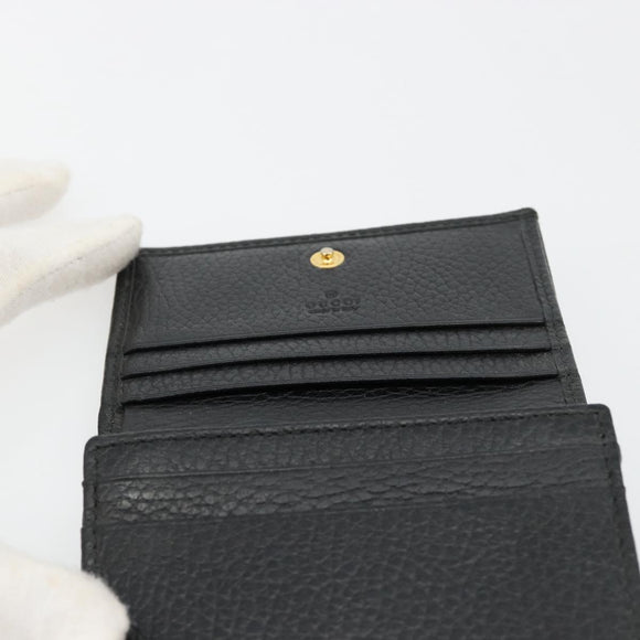 GUCCI GG Marmont Bifold Wallet Leather Black Gold 456126 Auth bs35602