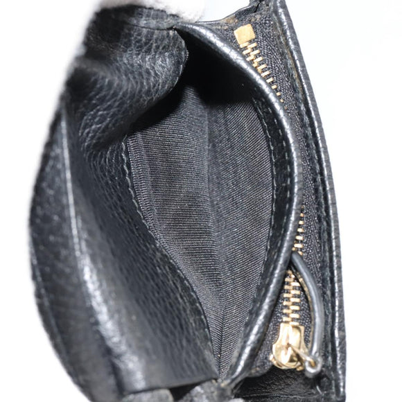 GUCCI GG Marmont Bifold Wallet Leather Black Gold 456126 Auth bs35602
