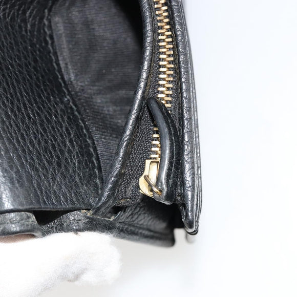 GUCCI GG Marmont Bifold Wallet Leather Black Gold 456126 Auth bs35602