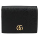 GUCCI GG Marmont Bifold Wallet Leather Black Gold 456126 Auth bs35602-13