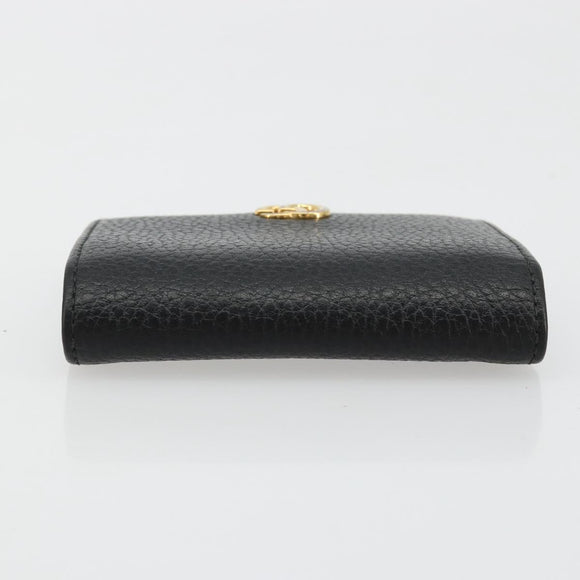 GUCCI GG Marmont Bifold Wallet Leather Black Gold 456126 Auth bs35602