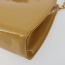 Salvatore Ferragamo Vara Ribbon Chain Bag Patent leather Beige Gold Auth bs35603-10
