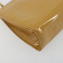 Salvatore Ferragamo Vara Ribbon Chain Bag Patent leather Beige Gold Auth bs35603-11