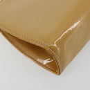 Salvatore Ferragamo Vara Ribbon Chain Bag Patent leather Beige Gold Auth bs35603-13