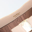Salvatore Ferragamo Vara Ribbon Chain Bag Patent leather Beige Gold Auth bs35603-15