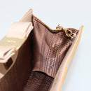 Salvatore Ferragamo Vara Ribbon Chain Bag Patent leather Beige Gold Auth bs35603-17