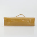 Salvatore Ferragamo Vara Ribbon Chain Bag Patent leather Beige Gold Auth bs35603-9