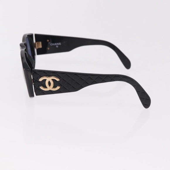 CHANEL Zonnebril plastic 2 Set Zwart Bruin CC Auth bs35606