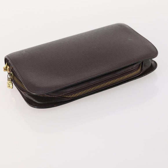 LOUIS VUITTON Taiga Baikal Clutch Bag 2 Set Acajou M30186 LV Auth bs35607