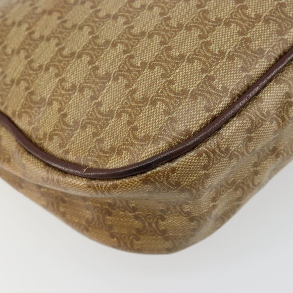 CELINE Macadam Canvas Shoulder Bag PVC Beige Gold Auth bs35608