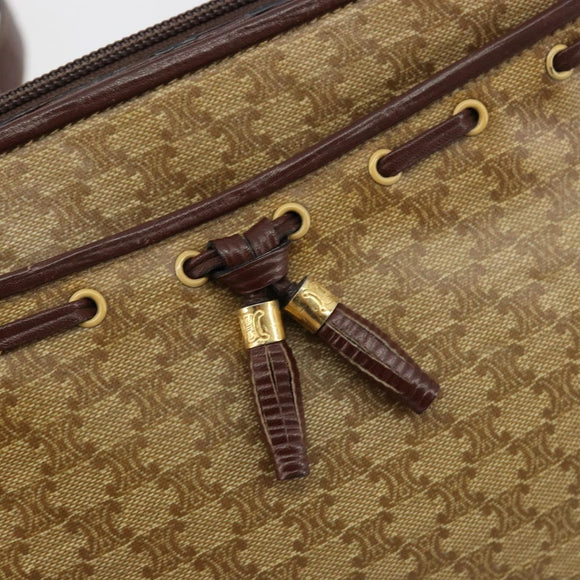 CELINE Macadam Canvas Shoulder Bag PVC Beige Gold Auth bs35608