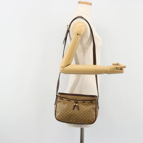CELINE Macadam Canvas Shoulder Bag PVC Beige Gold Auth bs35608