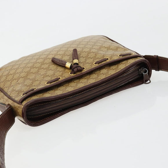 CELINE Macadam Canvas Shoulder Bag PVC Beige Gold Auth bs35608