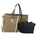 GUCCI GG Supreme GG Canvas Web Sherry Line Bag 3 Set Beige Black Auth bs35614-1