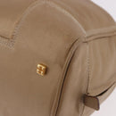 LOEWE Anagram Amazonas Hand Bag Leather Beige Gold Auth bs35616-14
