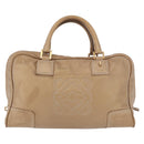 LOEWE Anagram Amazonas Hand Bag Leather Beige Gold Auth bs35616-13