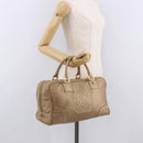 LOEWE Anagram Amazonas Hand Bag Leather Beige Gold Auth bs35616-22
