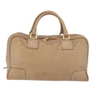 LOEWE Anagram Amazonas Hand Bag Leather Beige Gold Auth bs35616-2