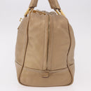 LOEWE Anagram Amazonas Hand Bag Leather Beige Gold Auth bs35616-3