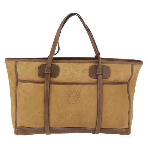 LOEWE Anagram Tote Bag Canvas Beige Gold Auth bs35617