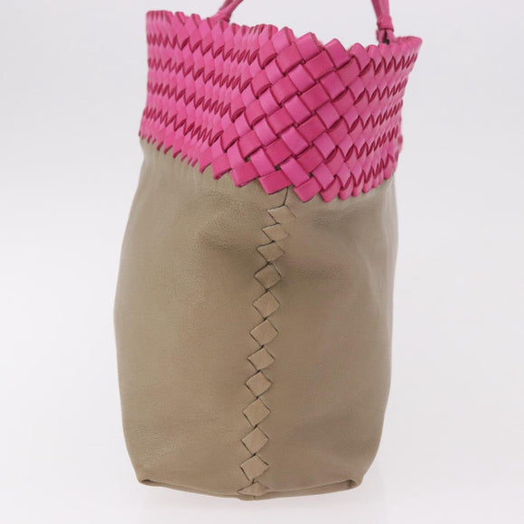 BOTTEGA VENETA INTRECCIATO Tote Bag Leather Pink Beige Auth bs35618A
