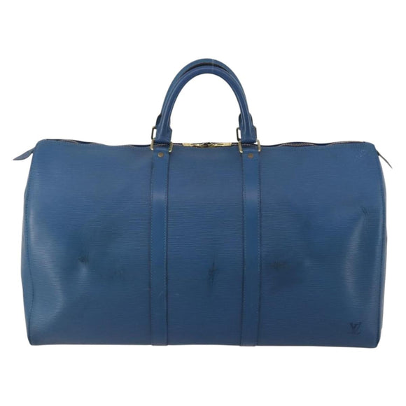 LOUIS VUITTON Epi Keepall 50 Boston Bag Blue M42965 LV Auth bs35627