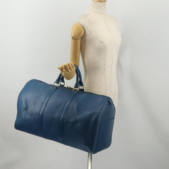 LOUIS VUITTON Epi Keepall 50 Boston Bag Blue M42965 LV Auth bs35627