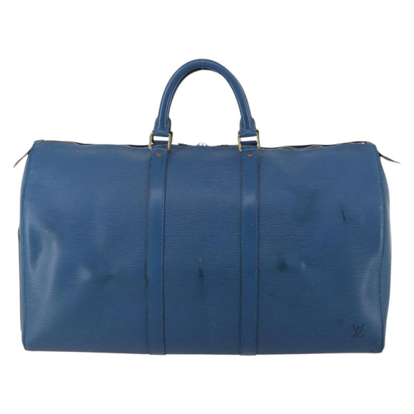 LOUIS VUITTON Epi Keepall 50 Boston Bag Blue M42965 LV Auth bs35627