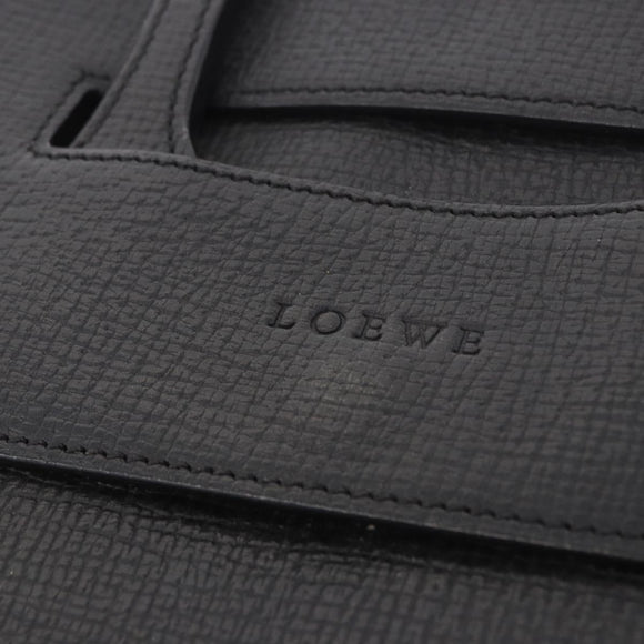 LOEWE Hand Bag Leather Black Silver Auth bs35634