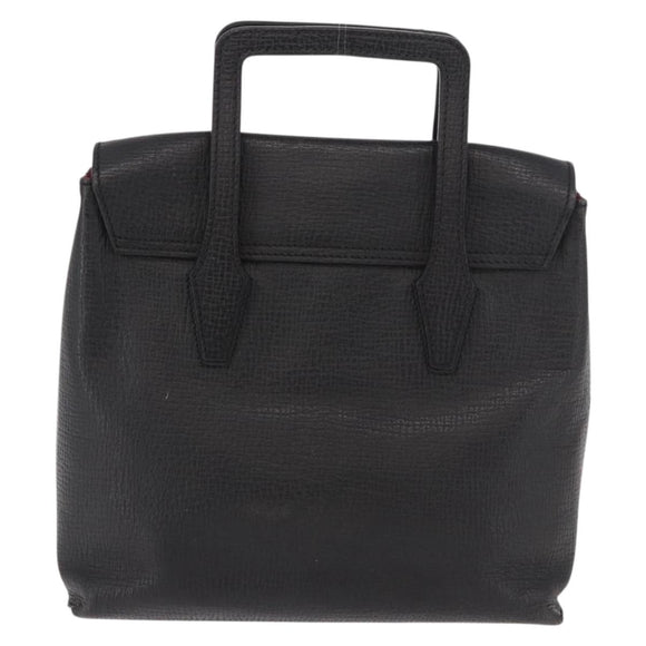 LOEWE Hand Bag Leather Black Silver Auth bs35634