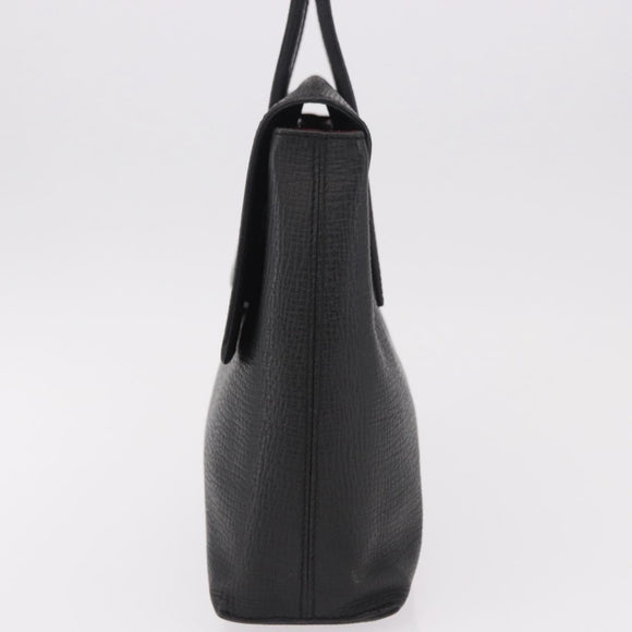 LOEWE Hand Bag Leather Black Silver Auth bs35634