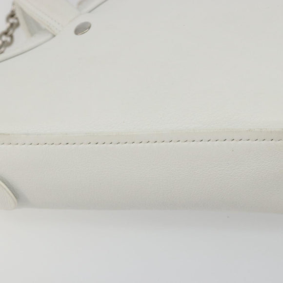 BALENCIAGA Triangle Duffel Bag Leather 2way White Silver 527272 Auth bs35637A