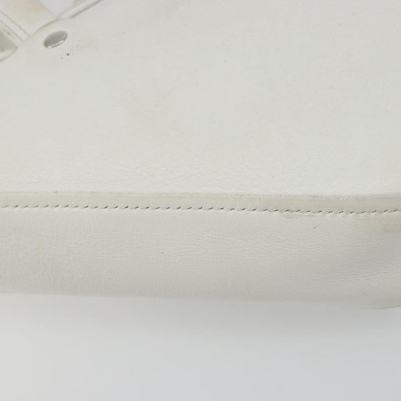 BALENCIAGA Triangle Duffel Bag Leather 2way White Silver 527272 Auth bs35637A