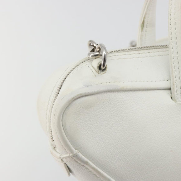 BALENCIAGA Triangle Duffel Bag Leather 2way White Silver 527272 Auth bs35637A