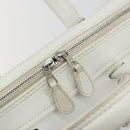 BALENCIAGA Triangle Duffel Bag Leather 2way White Silver 527272 Auth bs35637A-18