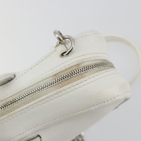 BALENCIAGA Triangle Duffel Bag Leather 2way White Silver 527272 Auth bs35637A