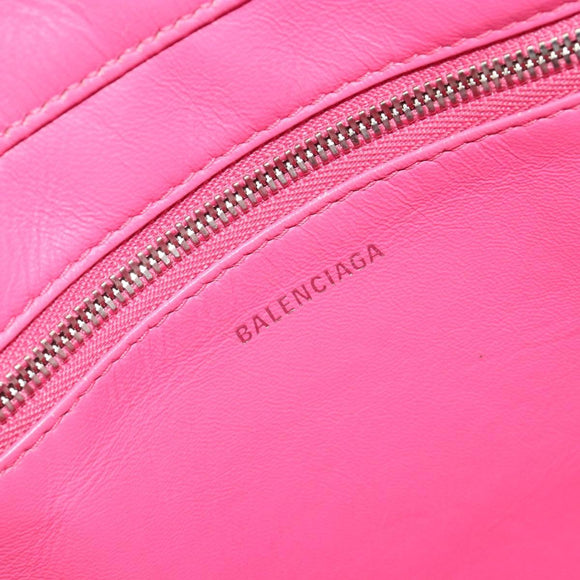 BALENCIAGA Triangle Duffel Bag Leather 2way White Silver 527272 Auth bs35637A