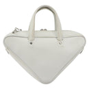 BALENCIAGA Triangle Duffel Bag Leather 2way White Silver 527272 Auth bs35637A-3