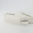 BALENCIAGA Triangle Duffel Bag Leather 2way White Silver 527272 Auth bs35637A-4