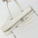 BALENCIAGA Triangle Duffel Bag Leather 2way White Silver 527272 Auth bs35637A-6