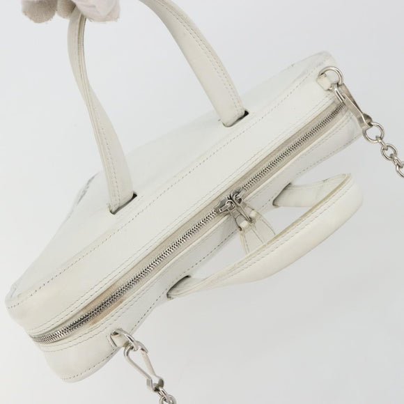 BALENCIAGA Triangle Duffel Bag Leather 2way White Silver 527272 Auth bs35637A