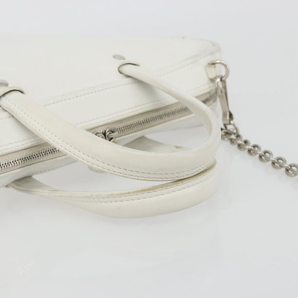 BALENCIAGA Triangle Duffel Bag Leather 2way White Silver 527272 Auth bs35637A
