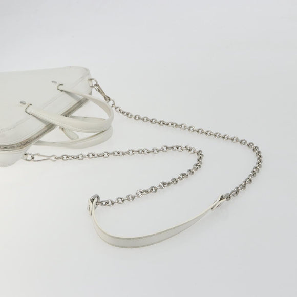 BALENCIAGA Triangle Duffel Bag Leather 2way White Silver 527272 Auth bs35637A