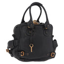 Chloe Paddington Hand Bag Leather Black Gold Silver Auth bs35640V-1