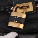 Chloe Paddington Hand Bag Leather Black Gold Silver Auth bs35640V-9