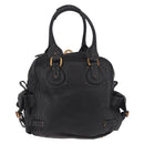 Chloe Paddington Hand Bag Leather Black Gold Silver Auth bs35640V-2