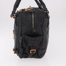 Chloe Paddington Hand Bag Leather Black Gold Silver Auth bs35640V-3