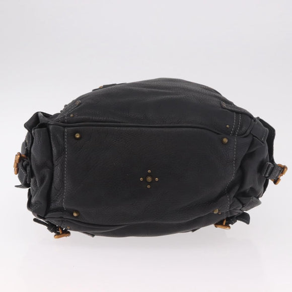 Chloe Paddington Hand Bag Leather Black Gold Silver Auth bs35640V