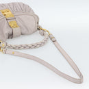 Miu Miu Matelasse Shoulder Bag Leather 2way Pink Gold Auth bs35641-8